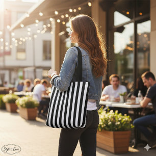 Klassieke Modern Gestreepte Zwart-Wit Carryall Draagtas