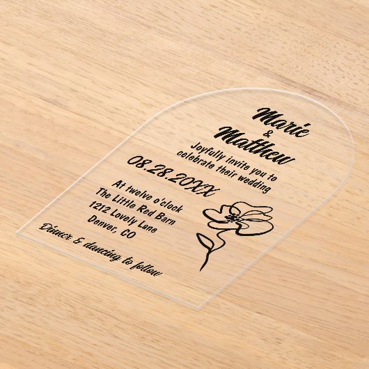 Klassieke & Moderne Bloemen bruiloft Acryl Uitnodi Acryl Uitnodigingen (Laagn)