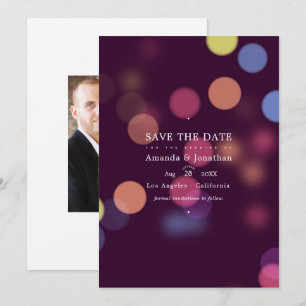 Klassieke moderne bokeh-huwelijkslichten save the date