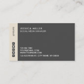 Klassieke moderne, donkere grijze en beige sociale visitekaartje (Achterkant)