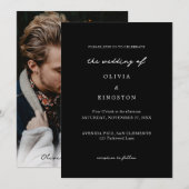 Klassieke Moderne Eenvoudige Zwart Wit Huwelijk Kaart (Voorkant / Achterkant)