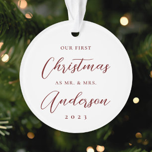 Klassieke moderne eerste kerst als meneer mevrouw ornament