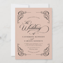 Klassieke Moderne Kalligrafie Beige & Zwart Script Kaart