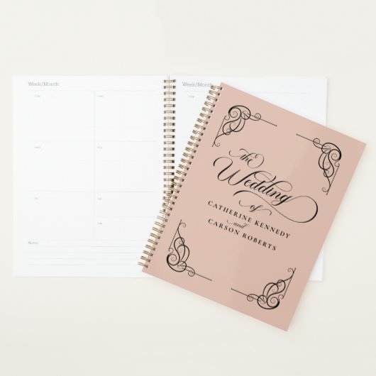 Klassieke Moderne Kalligrafie Beige & Zwart Script Planner (Display)