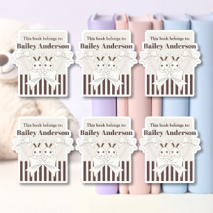 Klassieke Moderne Leuke Konijntje Boekplaat Sticker