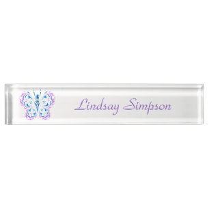 Klassieke, moderne, roze Paarse vlinderkunst Naambordje