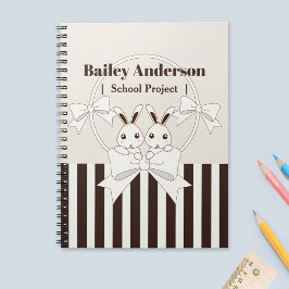 Klassieke moderne streep cute cartoon tweeling kon notitieboek