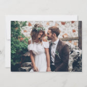 Klassieke moderne tijdloze zwart wit foto bruiloft kaart (Achterkant)