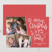 Klassieke Moderne Vrolijke Kerstmis 3 Foto Rustiek Feestdagenkaart (Voorkant / Achterkant)