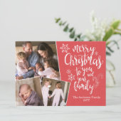 Klassieke Moderne Vrolijke Kerstmis 3 Foto Rustiek Feestdagenkaart (Staand voorkant)