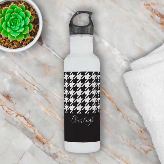 Klassieke moderne zwarte en witte hond waterfles