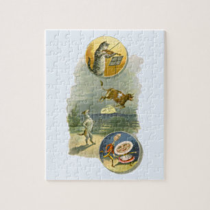 Klassieke Moeder de Gans-kinderrijm Hey Diddle Legpuzzel