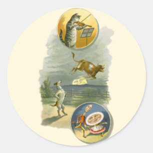 Klassieke Moeder de Gans-kinderrijm Hey Diddle Ronde Sticker