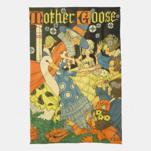 Klassieke Moeder de Gans leest boeken voor aan kin Theedoek
