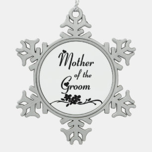 Klassieke moeder van de bruidegom tin sneeuwvlok ornament