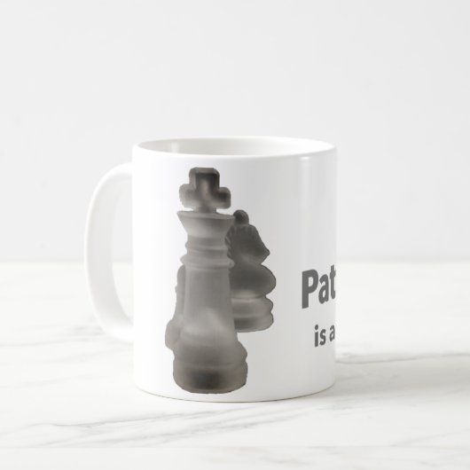 Klassieke Mok expressie "Patience is a Virtual" (Voorkant links)