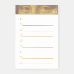 Klassieke Mona Lisa-ogen & Monogram Gelinieerd Post-it® Notes