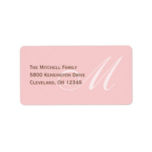 Klassieke monogram Adresetiketten - Roze Etiket
