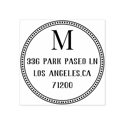 Klassieke Monogram Afdichting Rond Retouradres Rub Rubberstempel (Afrduk)