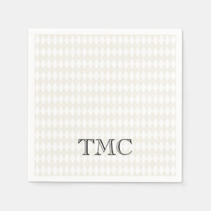 Klassieke Monogram BEGINLETTERS Zwart Wit Beige Ch Servet