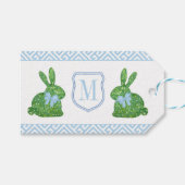 Klassieke monogram boveniary Bunny Baby Boy Favor Cadeaulabel (Voorkant (Horizontaal))