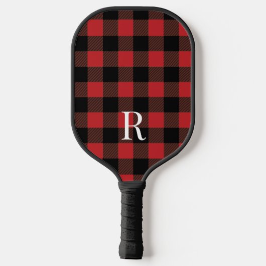 Klassieke monogram buffel plaid cadeau voor vader pickleball paddle (Achterkant)