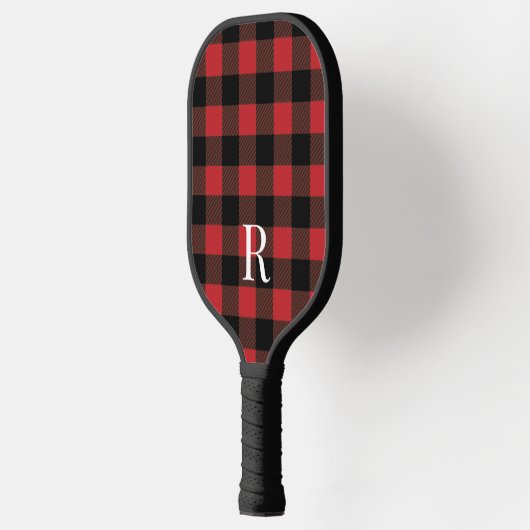 Klassieke monogram buffel plaid cadeau voor vader pickleball paddle (Links)