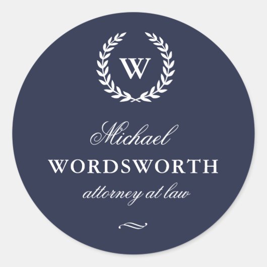 Klassieke monogram Elegant Blue Business Sticker (Voorkant)