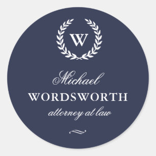 Klassieke monogram Elegant Blue Business Sticker