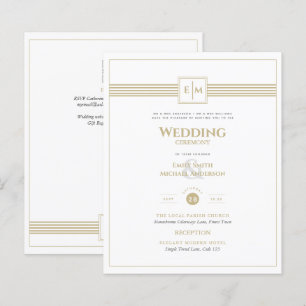Klassieke monogram formele bruiloft White Gold Inv