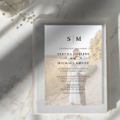 Klassieke Monogram Foto Hart Script Bruiloft Kaart