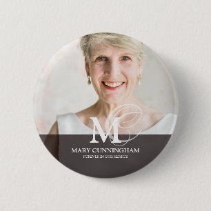 Klassieke monogram foto Memorial Ronde Button 5,7 Cm