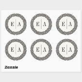 Klassieke Monogram Geometrische Griekse Key Chique Ronde Sticker (Vel)