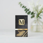 Klassieke monogram | Goud marmer Metallic Visitekaartje (Staand voorkant)