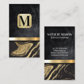 Klassieke monogram | Goud marmer Metallic Visitekaartje (Voorkant / Achterkant)