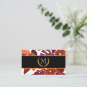 Klassieke monogram | Goudbladeren | Floral Pattern Visitekaartje (Staand voorkant)