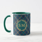 Klassieke Monogram Gouden Krans Groen Tartan Schot Mok (Links)