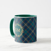 Klassieke Monogram Gouden Krans Groen Tartan Schot Mok (Voorkant links)