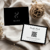 Klassieke Monogram Huwelijk QR Code RSVP-Kaart Informatiekaartje