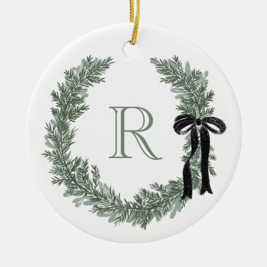 Klassieke Monogram Krans Crest Papieren servetten Keramisch Ornament (Voorkant)