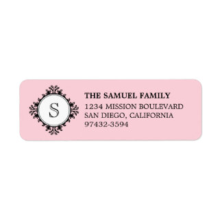 Klassieke monogram letter aangepast roze retouradr etiket
