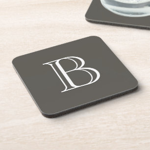 Klassieke Monogram Letter Initiaal Roestbruin Bier Onderzetter