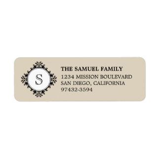 Klassieke monogram letter taupadres retourzending etiket