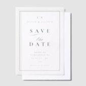 Klassieke Monogram Marine Blue Wedding Save the Da Vellum Uitnodigingen (Offset)