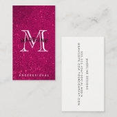 Klassieke monogram met boog | Glitter-achtergrond Visitekaartje (Voorkant / Achterkant)