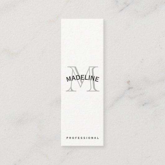 Klassieke monogram met boogtekst mini visitekaartje (Voorkant)