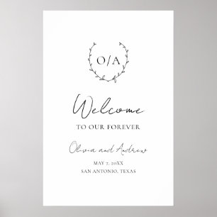 Klassieke monogram met grote kroonrand poster