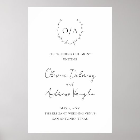 Klassieke monogram met grote kroonrand poster (Voorkant)