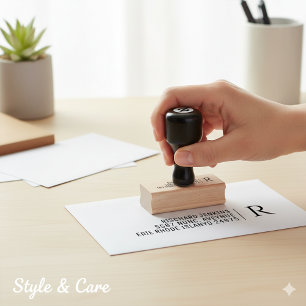 Klassieke Monogram Naam Adres Stijlvolle Houten Rubberstempel