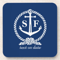 Klassieke monogram Nautical Blue Anchor Beach Boat